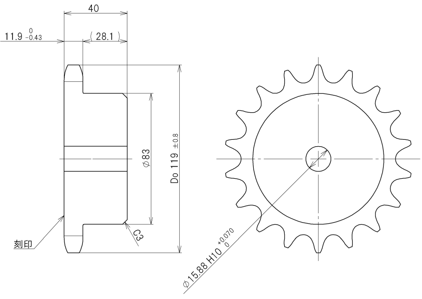 Nhông (Chain Wheel) TSUBAKI RS60-1B18TQ-H035N